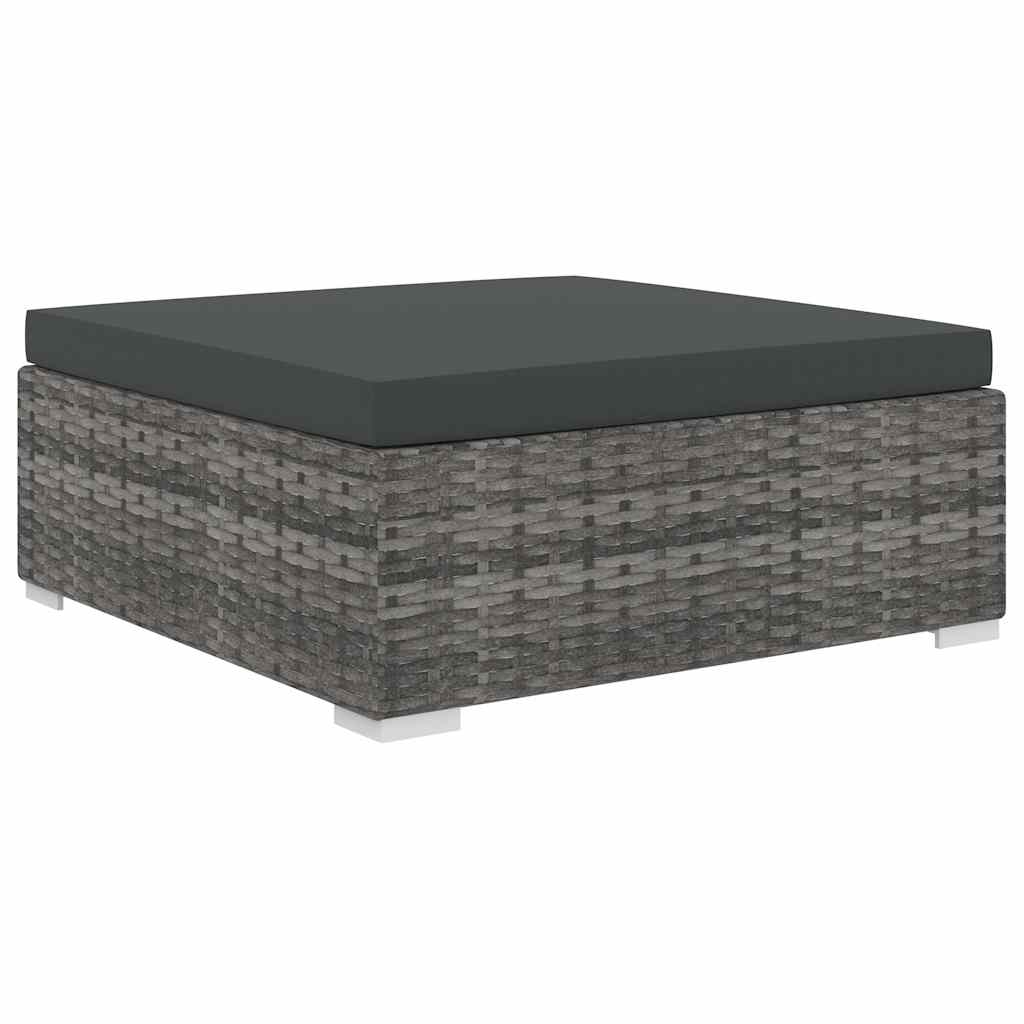 11 Piece Garden Lounge Set with Cushions Poly Rattan Grey