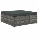 11 Piece Garden Lounge Set with Cushions Poly Rattan Grey - Close-Up Angle