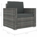 11 Piece Garden Lounge Set with Cushions Poly Rattan Grey - Extra Image