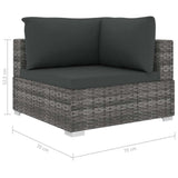 11 Piece Garden Lounge Set with Cushions Poly Rattan Grey - Extra Image