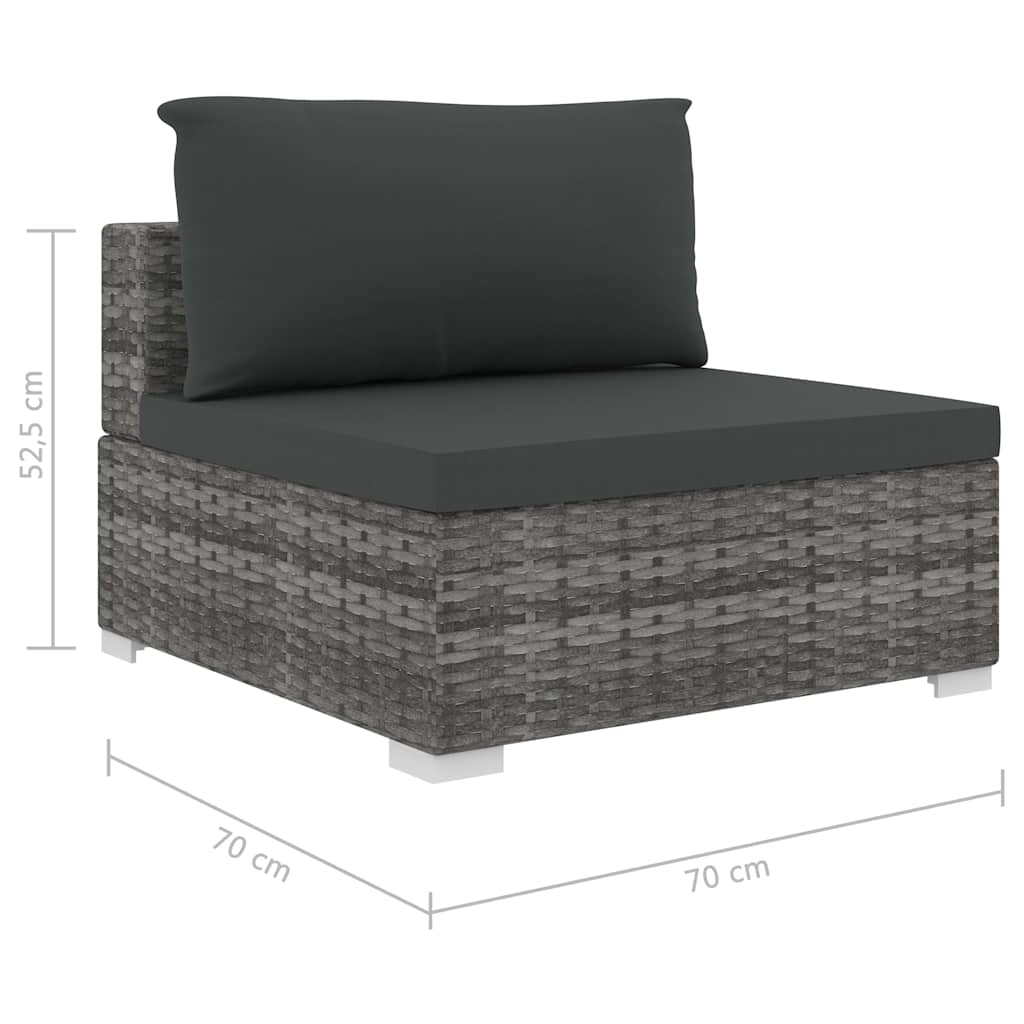 11 Piece Garden Lounge Set with Cushions Poly Rattan Grey