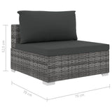 11 Piece Garden Lounge Set with Cushions Poly Rattan Grey