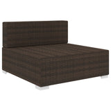 Sectional Middle Seat 1 pc with Cushions Poly Rattan Brown - Front View
