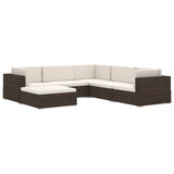 Sectional Middle Seat 1 pc with Cushions Poly Rattan Brown - Close-Up Angle