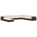 Sectional Middle Seat 1 pc with Cushions Poly Rattan Brown - Low Angle
