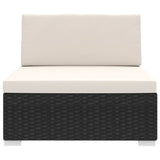 Sectional Middle Seat 1 pc with Cushions Poly Rattan Black - Side View
