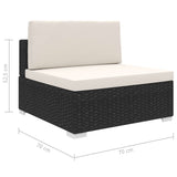 Sectional Middle Seat 1 pc with Cushions Poly Rattan Black - 45-Degree Angle