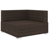 Sectional Corner Chair 1 pc with Cushions Poly Rattan Brown - Front View