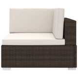 Sectional Corner Chair 1 pc with Cushions Poly Rattan Brown - Side View