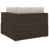 Sectional Corner Chair 1 pc with Cushions Poly Rattan Brown