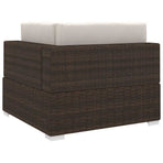 Sectional Corner Chair 1 pc with Cushions Poly Rattan Brown