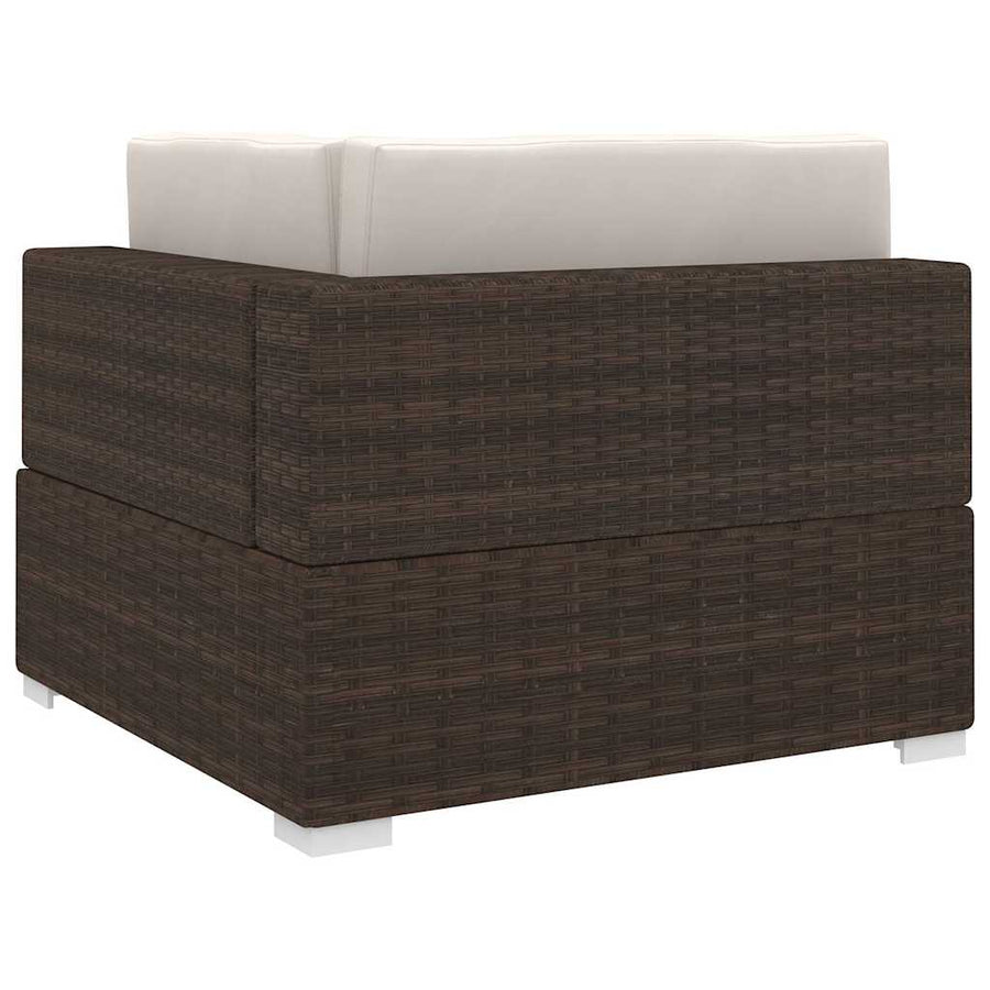 Sectional Corner Chair 1 pc with Cushions Poly Rattan Brown