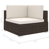 Sectional Corner Chair 1 pc with Cushions Poly Rattan Brown - 45-Degree Angle