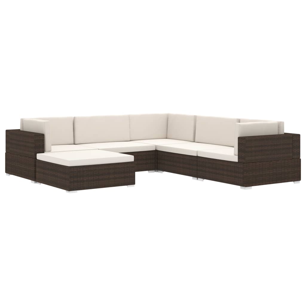 Sectional Corner Chair 1 pc with Cushions Poly Rattan Brown