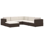 Sectional Corner Chair 1 pc with Cushions Poly Rattan Brown