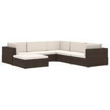 Sectional Corner Chair 1 pc with Cushions Poly Rattan Brown - Close-Up Angle