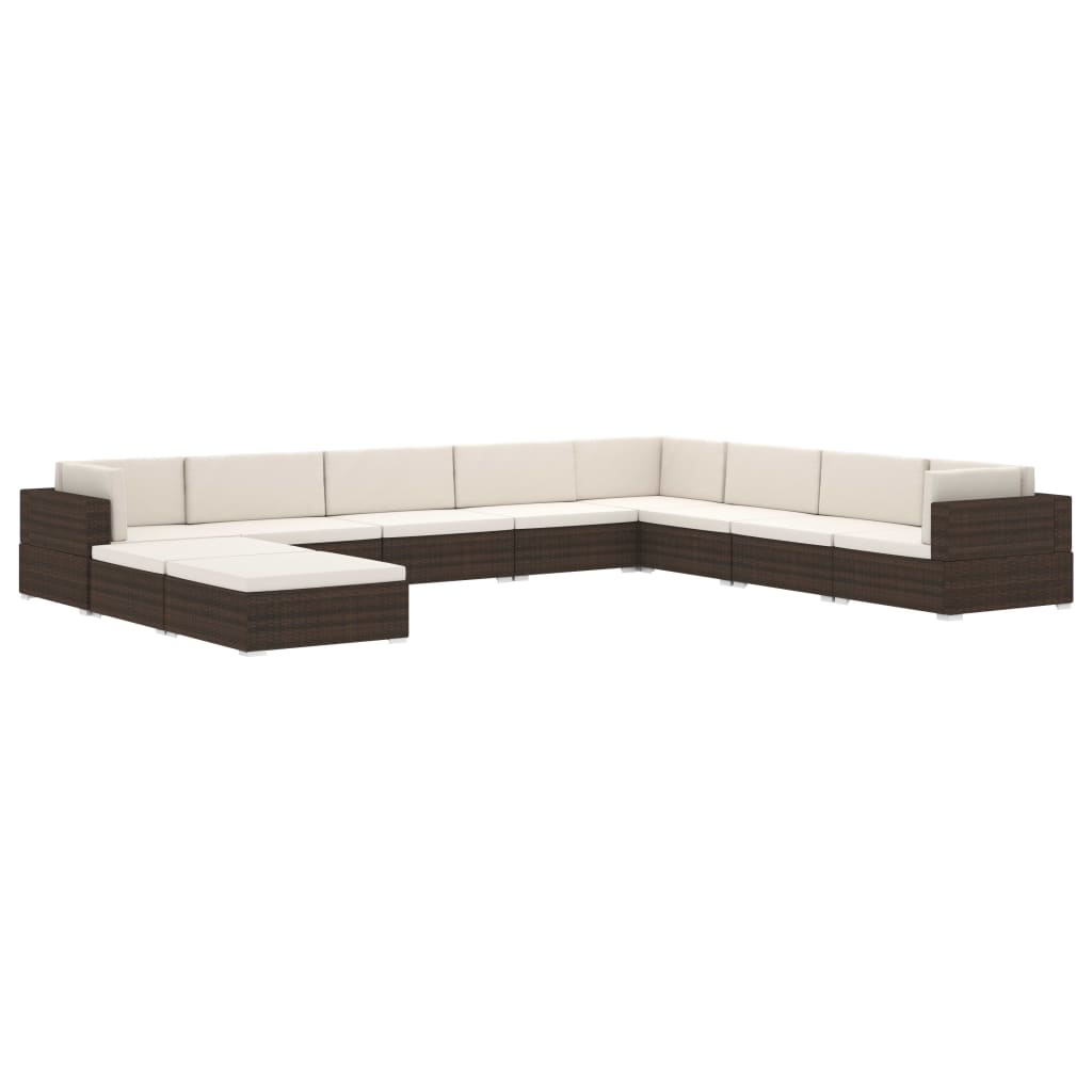 Sectional Corner Chair 1 pc with Cushions Poly Rattan Brown