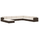 Sectional Corner Chair 1 pc with Cushions Poly Rattan Brown