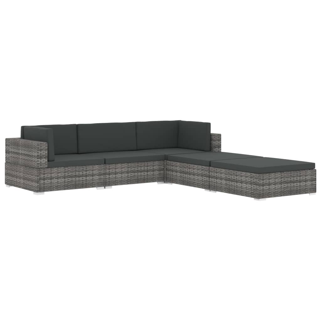 Sectional Corner Chair 1 pc with Cushions Poly Rattan Brown