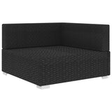 Sectional Corner Chair 1 pc with Cushions Poly Rattan Black - Front View