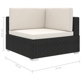 Sectional Corner Chair 1 pc with Cushions Poly Rattan Black - 45-Degree Angle