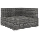 Sectional Corner Chair 1 pc with Cushions Poly Rattan Grey - Front View