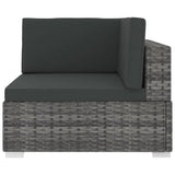 Sectional Corner Chair 1 pc with Cushions Poly Rattan Grey - Side View
