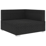Sectional Corner Chair 1 pc with Cushions Poly Rattan Black - Front View