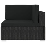 Sectional Corner Chair 1 pc with Cushions Poly Rattan Black - Side View