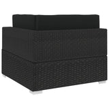 Sectional Corner Chair 1 pc with Cushions Poly Rattan Black