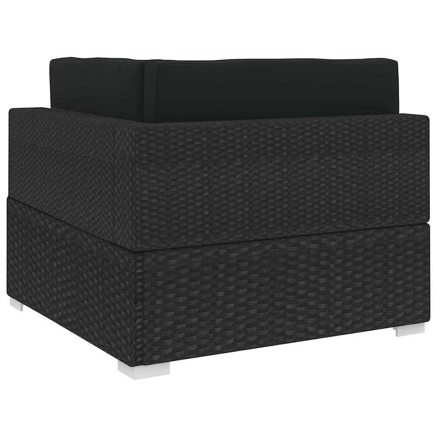 Sectional Corner Chair 1 pc with Cushions Poly Rattan Black