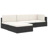 Sectional Footrest 1 pc with Cushion Poly Rattan Black - Extra Image