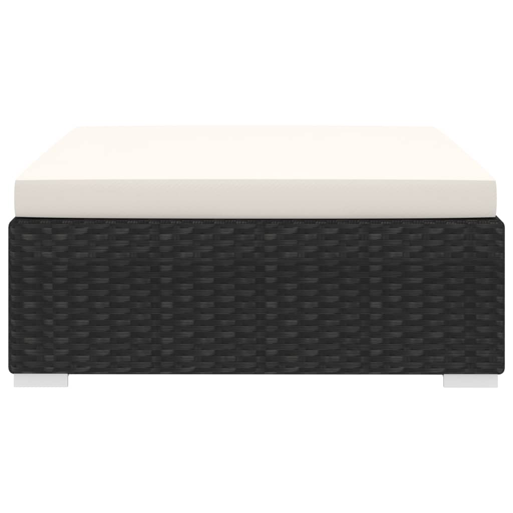 Sectional Footrest 1 pc with Cushion Poly Rattan Black