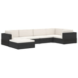 Sectional Footrest 1 pc with Cushion Poly Rattan Black - Extra Image