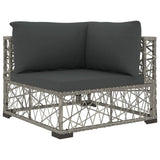6 Piece Garden Lounge Set with Cushions Poly Rattan Grey - Top-Down View