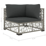 6 Piece Garden Lounge Set with Cushions Poly Rattan Grey - Low Angle