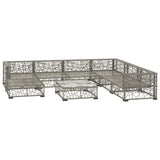 8 Piece Garden Lounge Set with Cushions Poly Rattan Grey - Side View