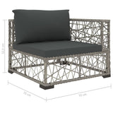8 Piece Garden Lounge Set with Cushions Poly Rattan Grey - Low Angle