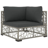 6 Piece Garden Lounge Set with Cushions Poly Rattan Grey - Top-Down View