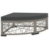 6 Piece Garden Lounge Set with Cushions Poly Rattan Grey - Close-Up Angle