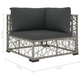 6 Piece Garden Lounge Set with Cushions Poly Rattan Grey - Low Angle