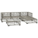 5 Piece Garden Lounge Set with Cushions Poly Rattan Grey - Side View