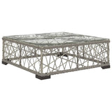 5 Piece Garden Lounge Set with Cushions Poly Rattan Grey - Close-Up Angle