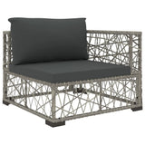6 Piece Garden Lounge Set with Cushions Poly Rattan Grey - Top-Down View