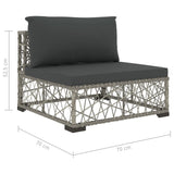 6 Piece Garden Lounge Set with Cushions Poly Rattan Grey - Low Angle