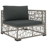 10 Piece Garden Lounge Set with Cushions Poly Rattan Grey - Top-Down View