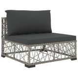 10 Piece Garden Lounge Set with Cushions Poly Rattan Grey - 45-Degree Angle