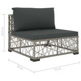 6 Piece Garden Lounge Set with Cushions Poly Rattan Grey - Extra Image