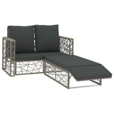 2 Piece Garden Lounge Set with Cushions Poly Rattan Grey - Front View