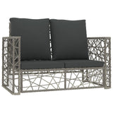 2 Piece Garden Lounge Set with Cushions Poly Rattan Grey - Top-Down View